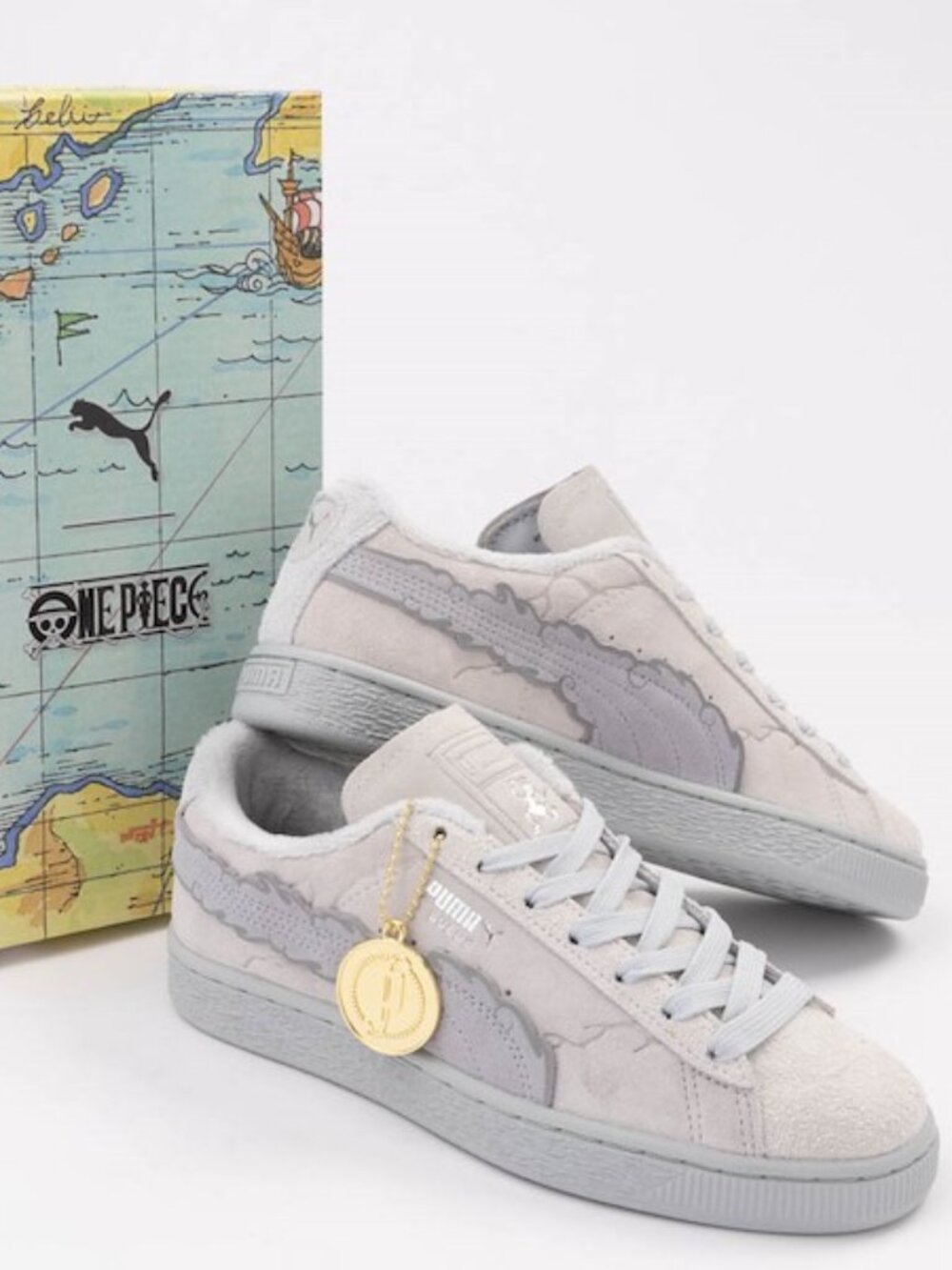 Men's Puma x One Piece Suede Luffy Shoes Feather Gray NEW Size 7